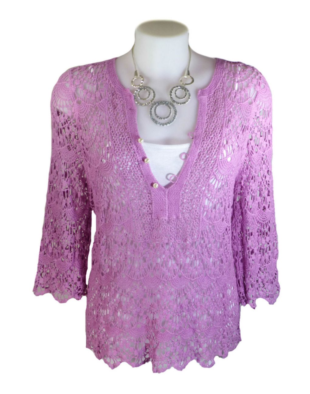 JayLey Pink Vintage Lace Top