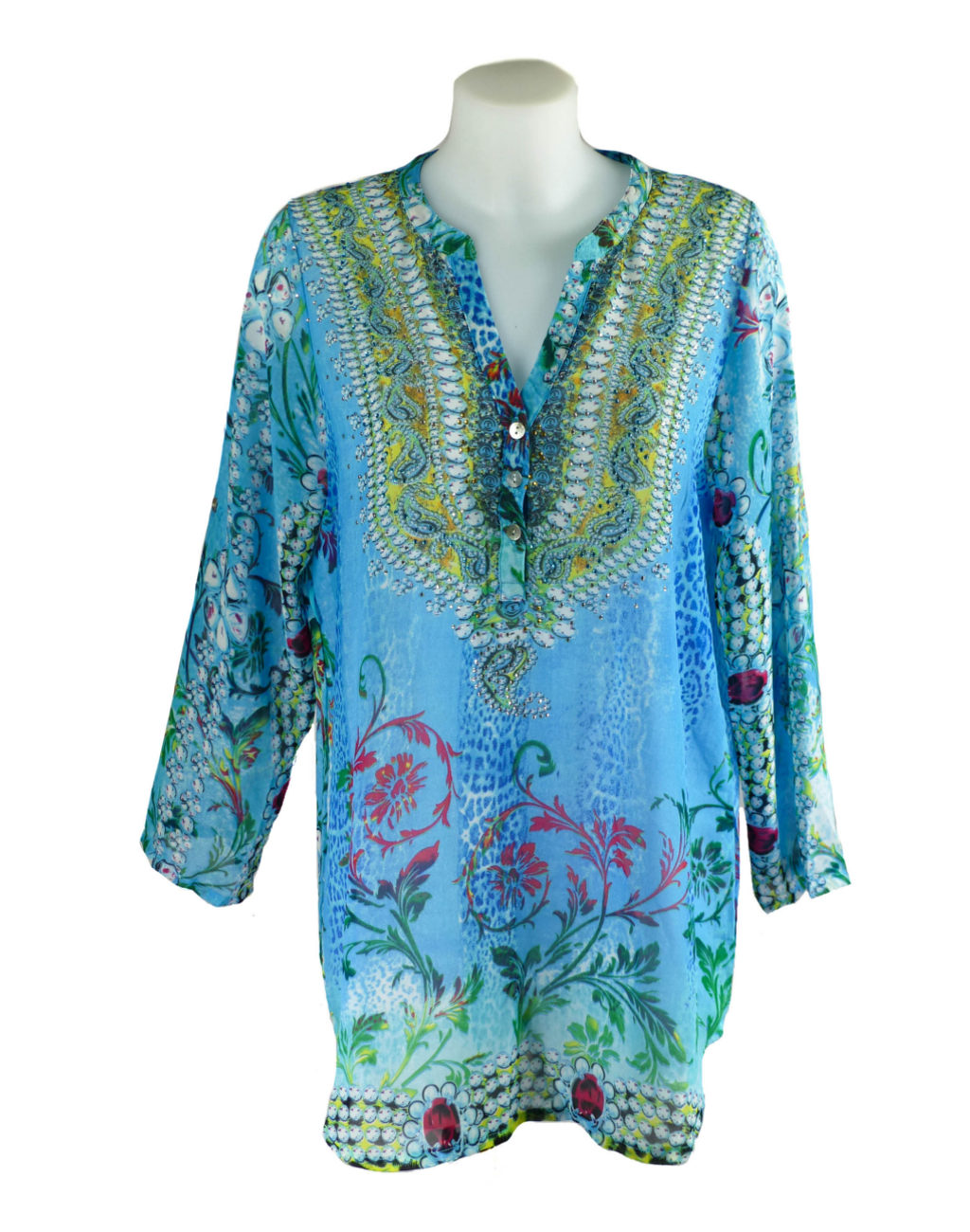 OPL French Style Paisley Print Summer Tunic Top