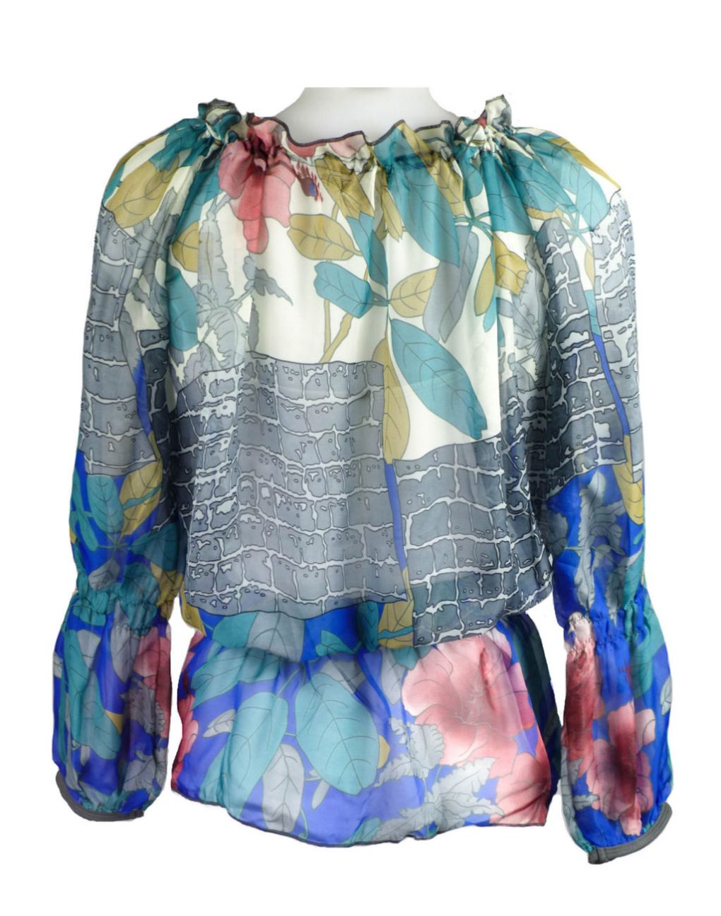 LULU H Blue and Grey Gypsy Style Top - Image 2