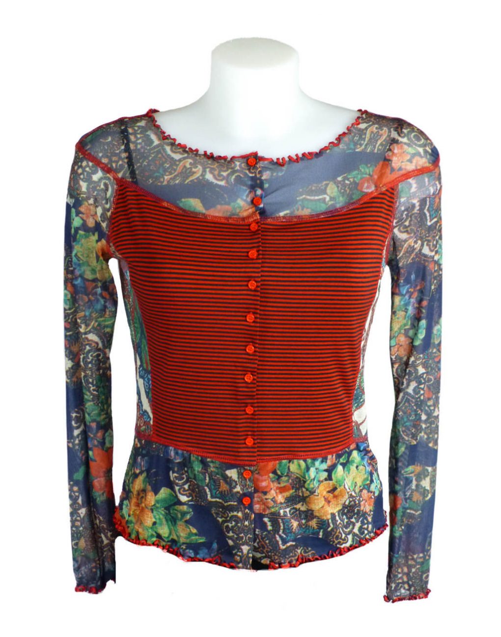 LULU-H Red Floral French Style Top