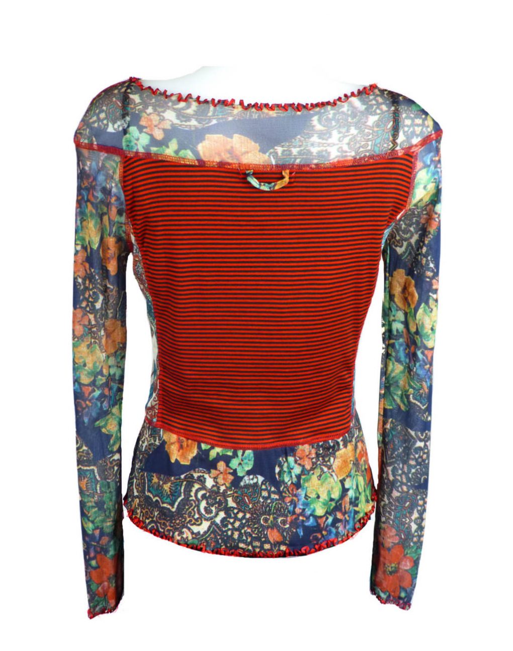 LULU-H Red Floral French Style Top - Image 2
