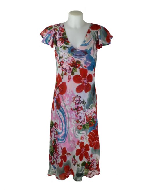 Women's Reversible Patterned Summer Dress 2 in 1 Dress Pink