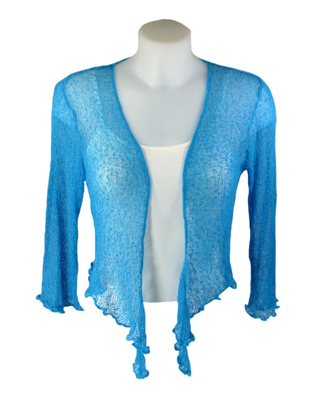 Turquoise Net Cardigan Shrug - Image 2