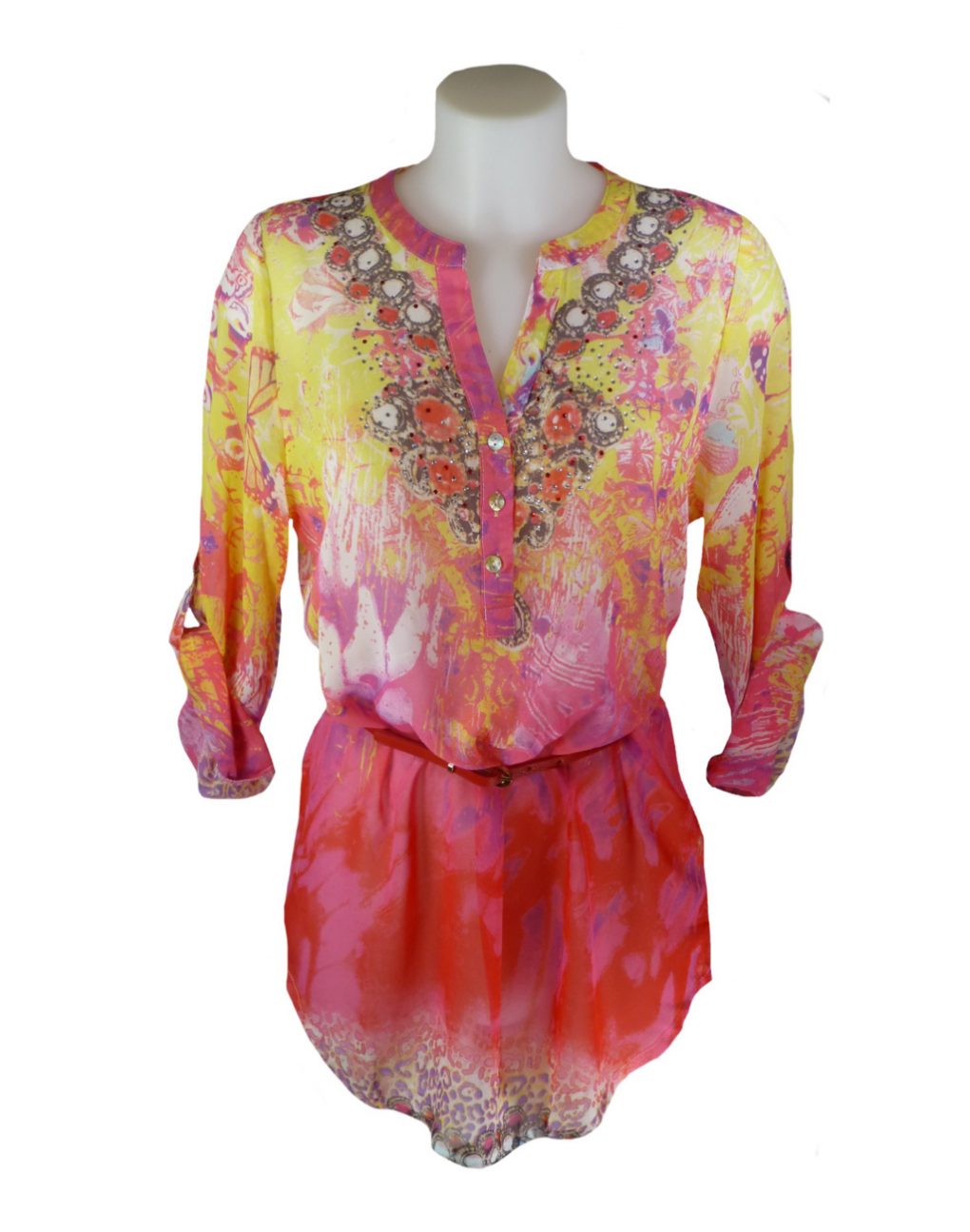JayLey Orange and White Silk Devore Kimono - Fashion Fix Online
