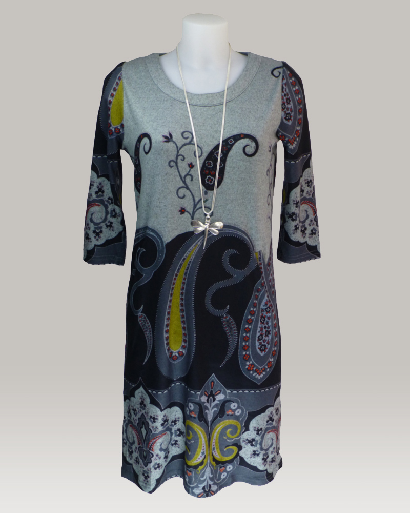 lulu-h paisley print grey tunic