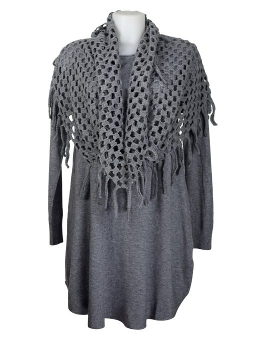 Grey-tunic-with-holey-scarf/snood