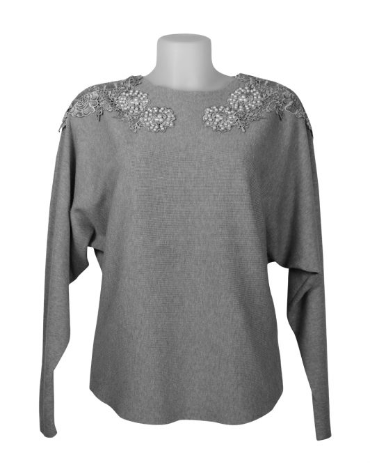 Italian Knitted top grey with beads
