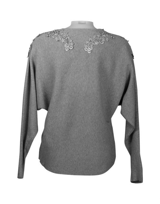 Italian Knitted top grey with beads