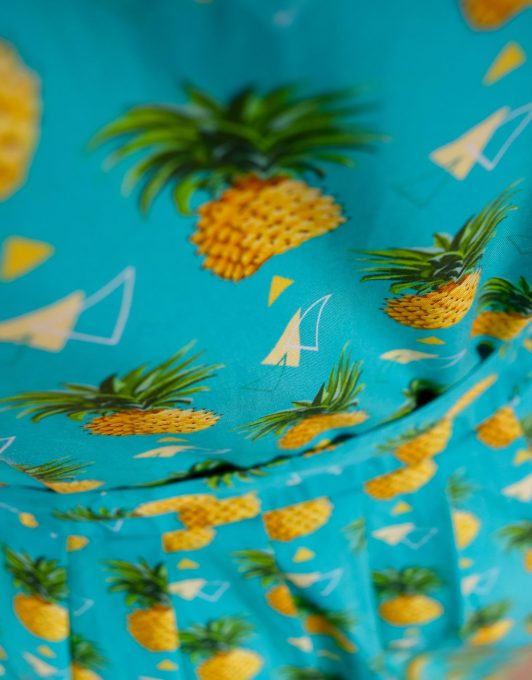 Teal Dress with Repeat Triangle & Pineapple Print 1