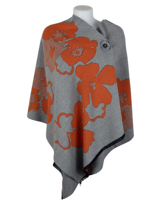 Cashmere Shawl Grey Orange