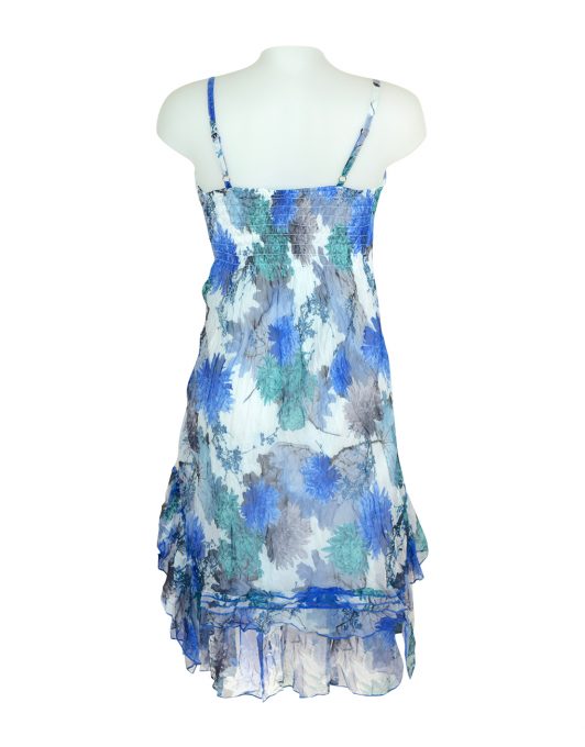 Sensations Pour Elle White & Blue Midi Dress One Size