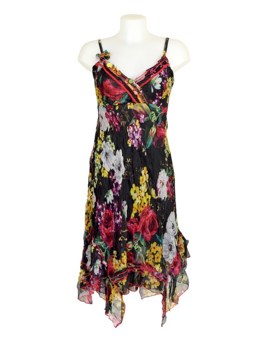 Sensations Pour Elle Black Floral Midi Dress One Size