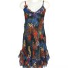 Sensations Pour Elle Black Floral & Feather Midi Dress One Size