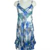 Sensations Pour Elle White & Blue Midi Dress One Size