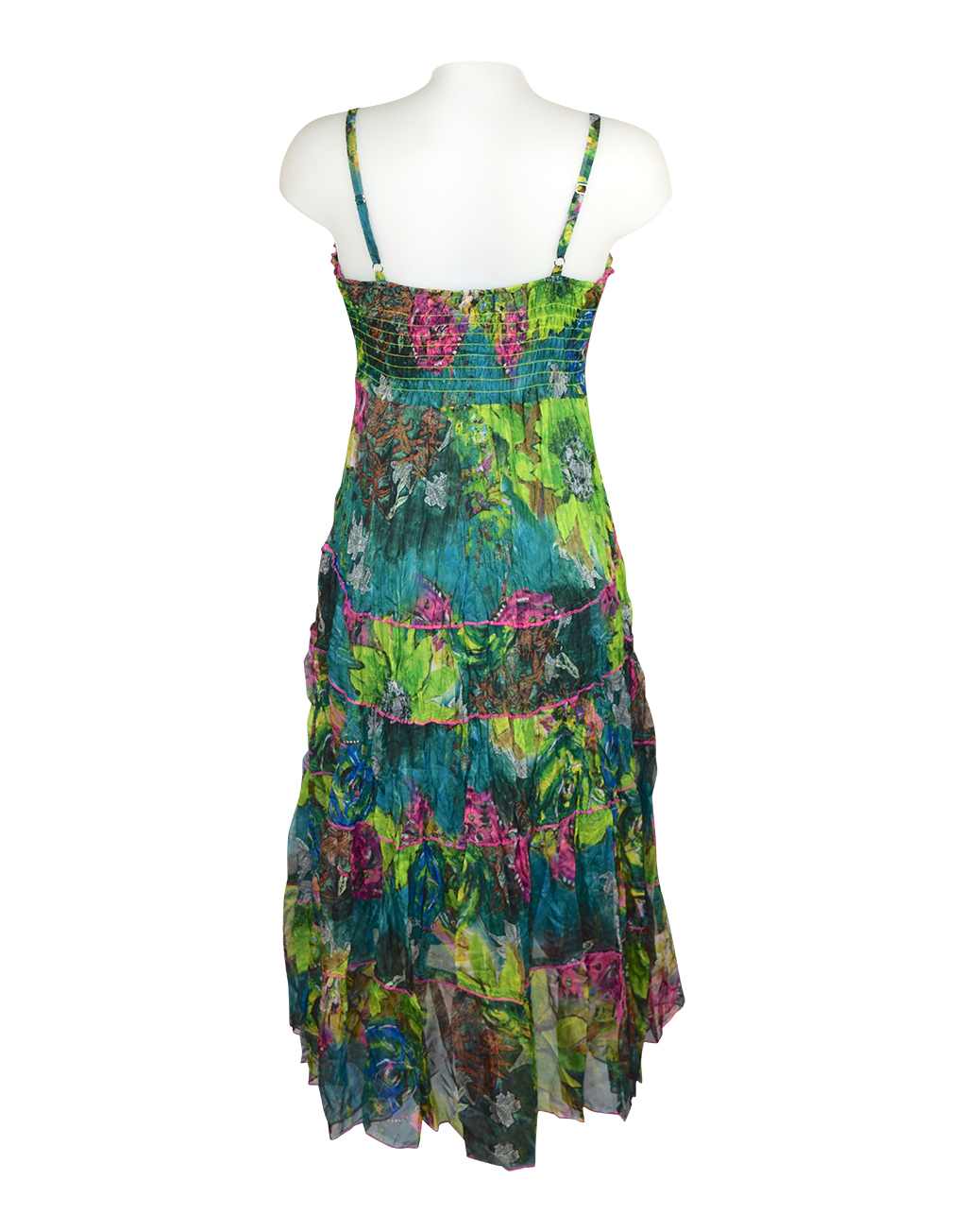 Sensations Pour Elle Green Mix Abstract Maxi Dress One Size - Fashion ...