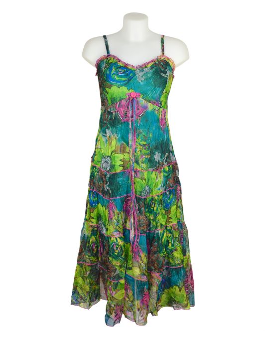 Sensations Pour Elle Green Mix Maxi Dress One Size1