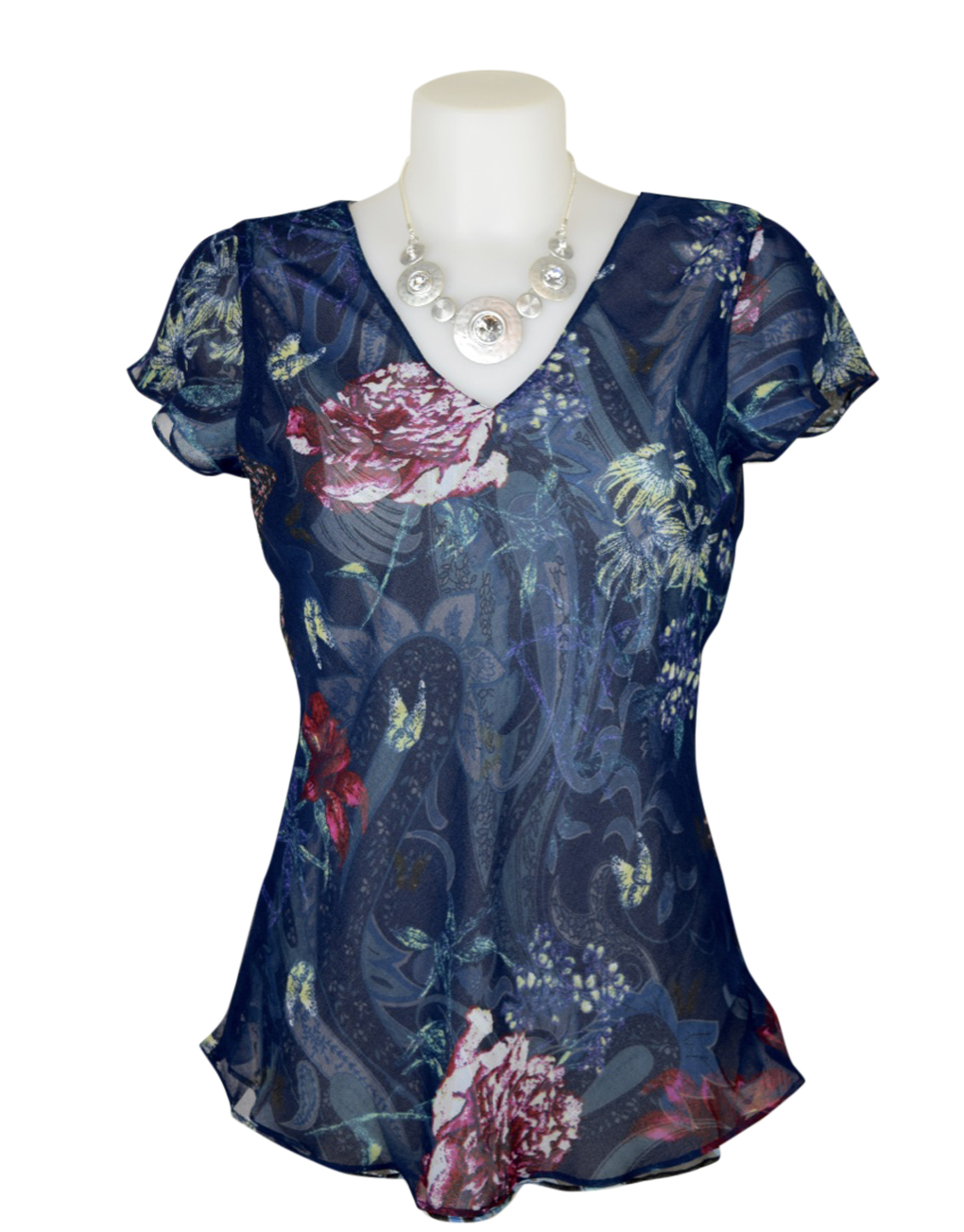Paramour Reversible 2 In 1 Capped Sleeve Top Navy