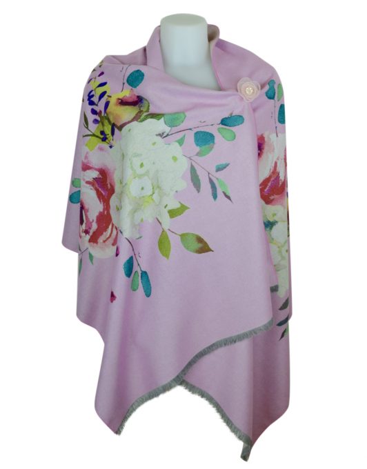 Luxury Stylish Cashmere Mix Pink Floral Shawl