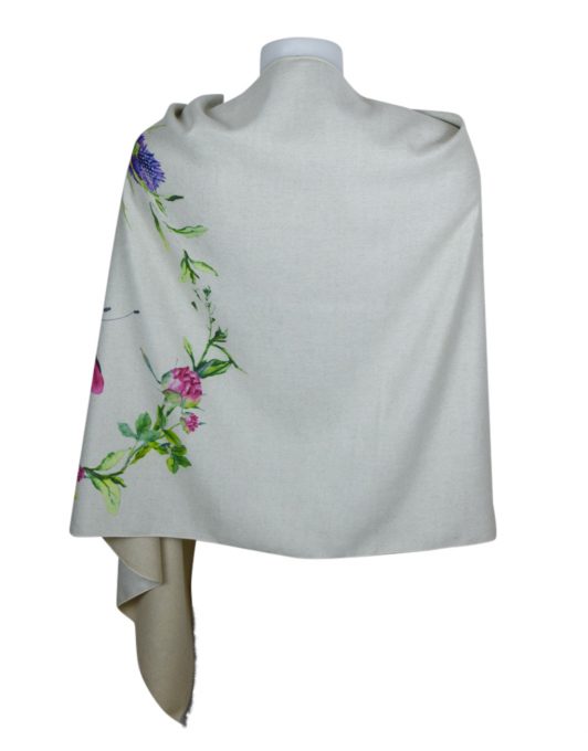 Luxury Stylish Cashmere Mix Ivory Floral Shawl2