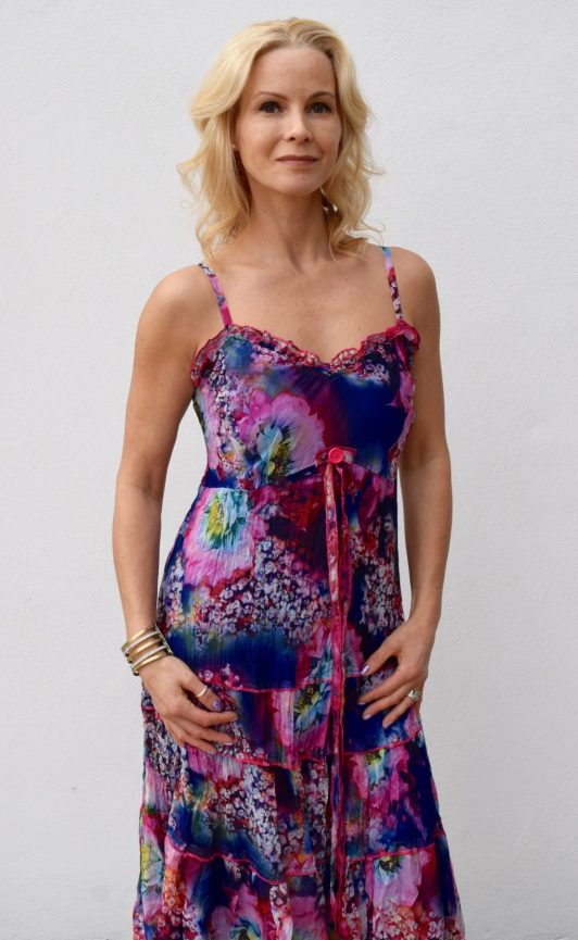 Sensations Pour Elle Blue & Pink Maxi dress One Size