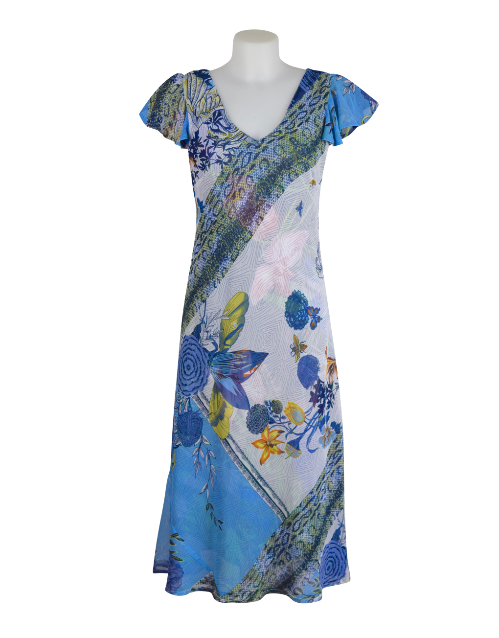 Paramour Reversible Dress Cap Sleeve Blue & White2