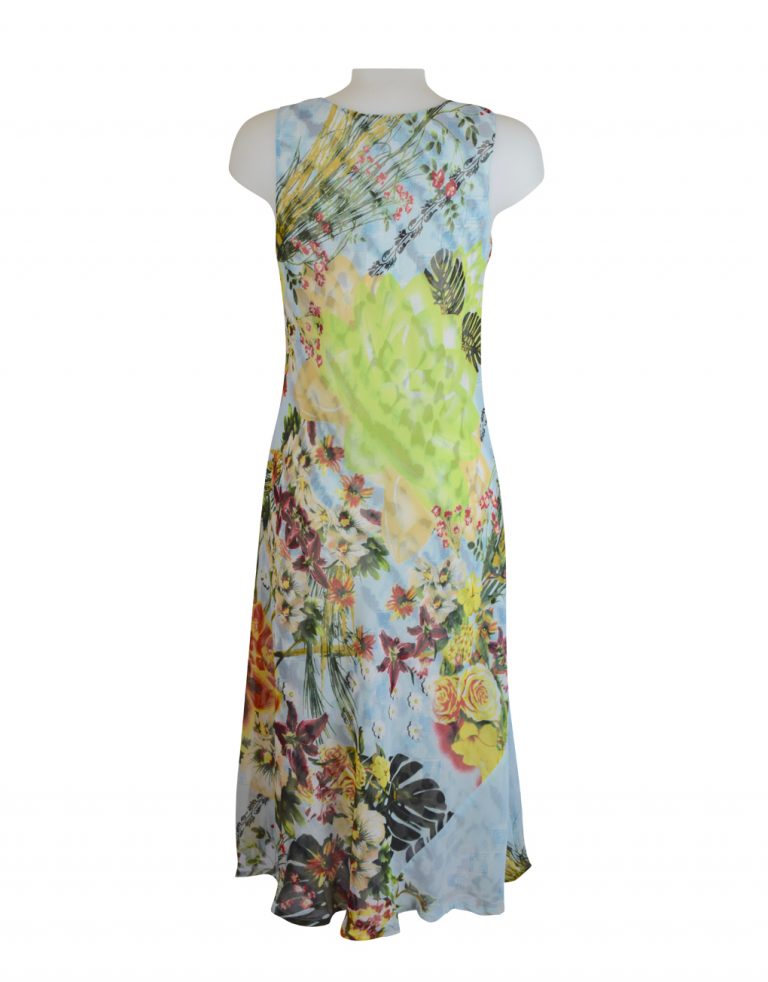 Paramour Reversible 2 In 1 Sleeveless Dress Orange Floral / Abstract ...