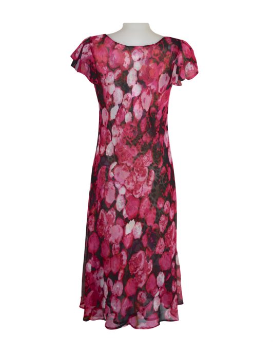 Paramour Reversible 2 In 1 Capped Sleeve Dress Pink Abstract / Leopard Floral C