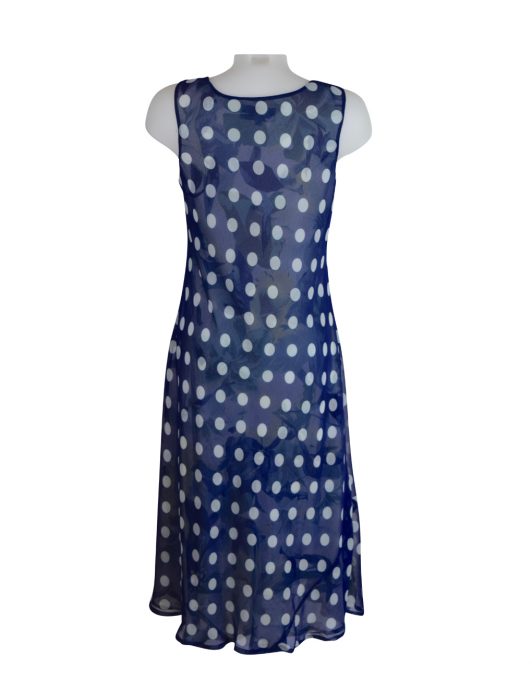 Paramour Reversible 2 In 1 Sleeveless Dress Navy & White Polka Dot / Floral L C