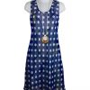 DSC_0880Paramour Reversible 2 In 1 Sleeveless Dress Navy & White Polka Dot / Floral S A