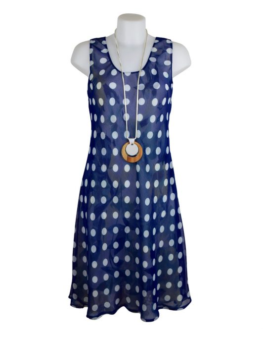 DSC_0880Paramour Reversible 2 In 1 Sleeveless Dress Navy & White Polka Dot / Floral S A