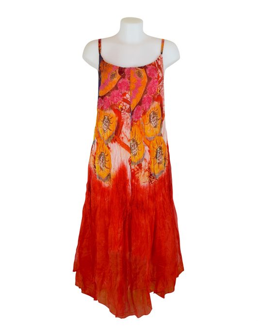 Sensations Pour Elle Orange Abstract Print Maxi Dress One Size / T