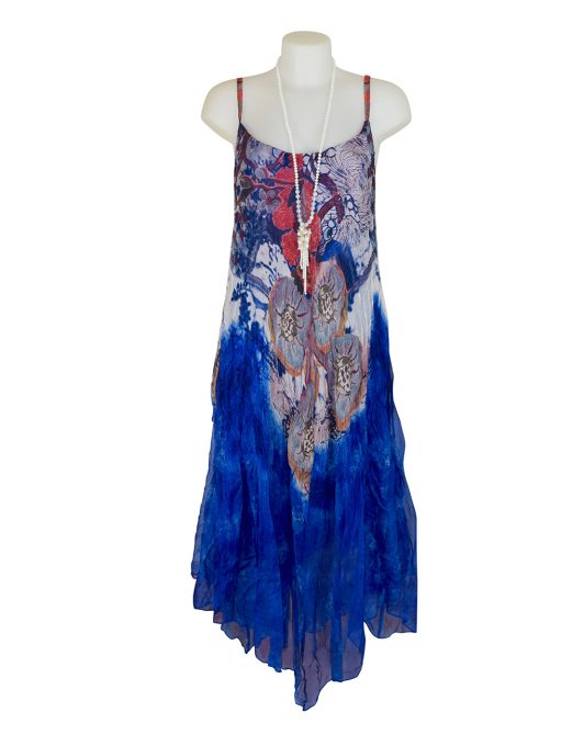 Sensations Pour Elle Royal Blue Abstract Print Maxi Dress One Size / T