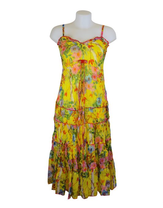 Sensations Pour Elle Yellow Floral Maxi Dress One Size