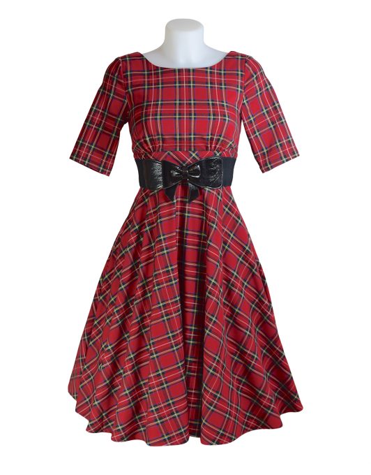 Hell Bunny Irvine Tartan 50's Dress Front