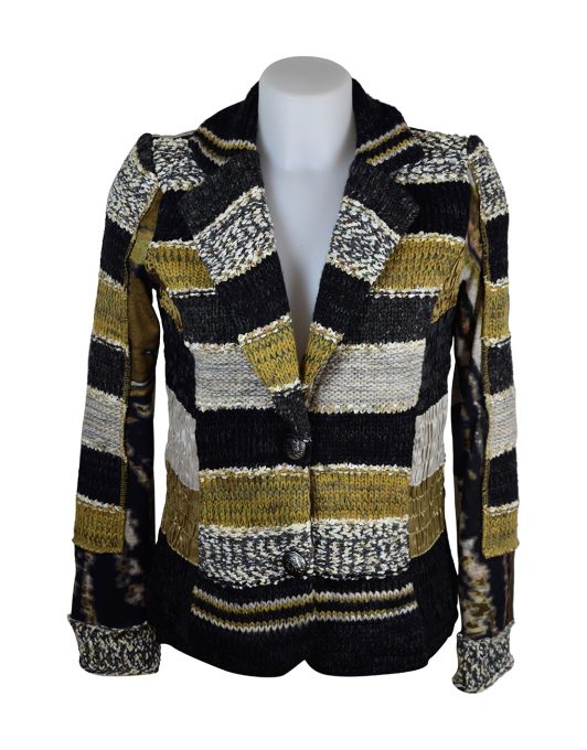 LULU-H Mustard & Black French Style Jacket Front H2215C