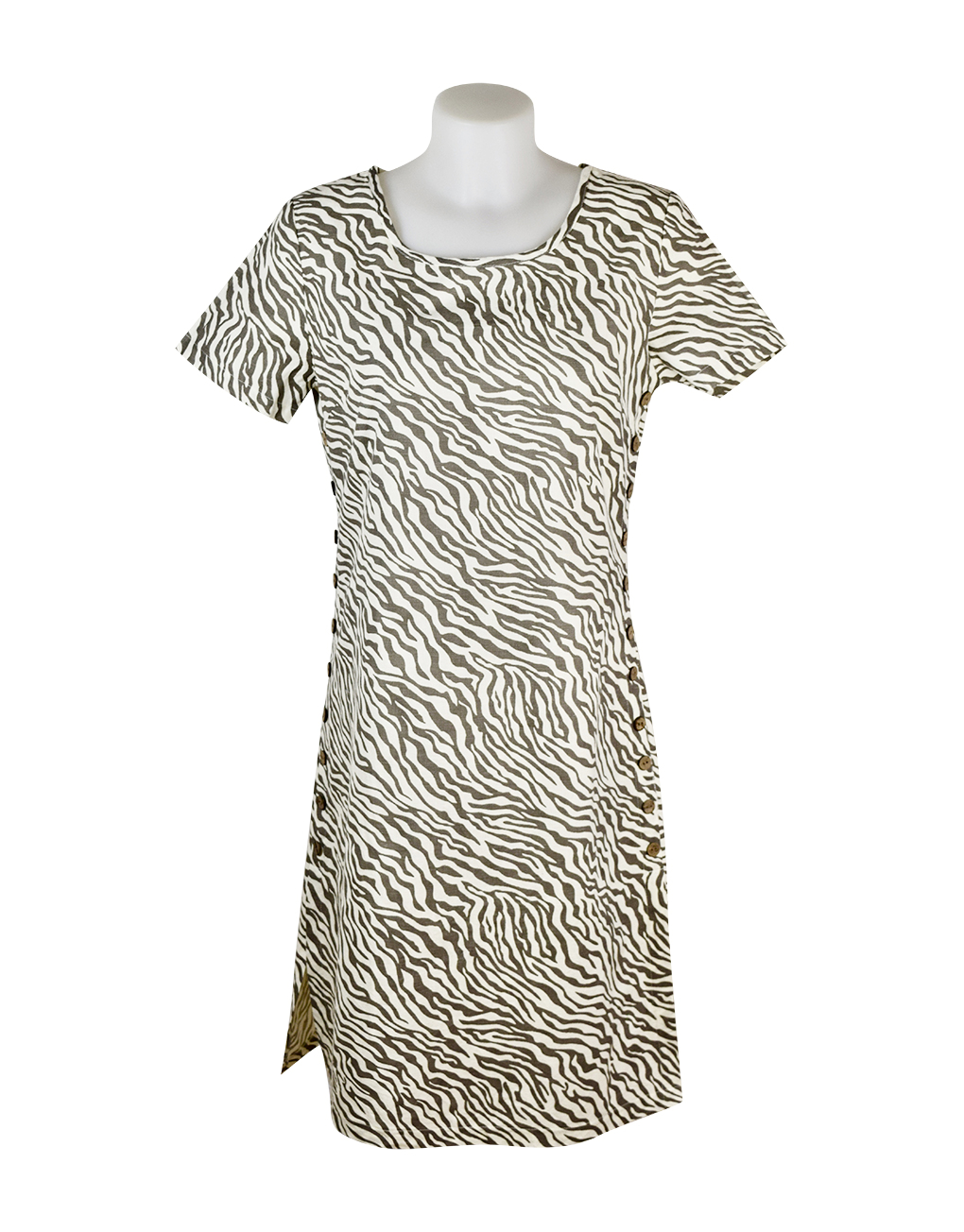 Alice Collins Kylie Dress Mushroom Zebra Front 024S070