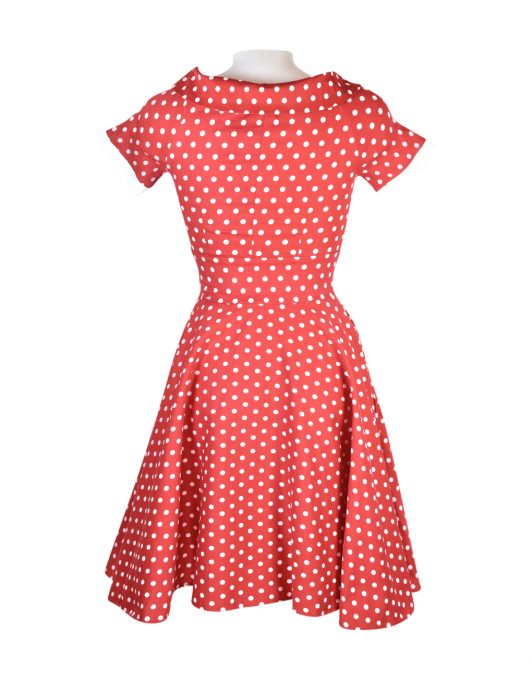 Dolly & Dotty Darlene Red & White Polka Dot Dress Back V333