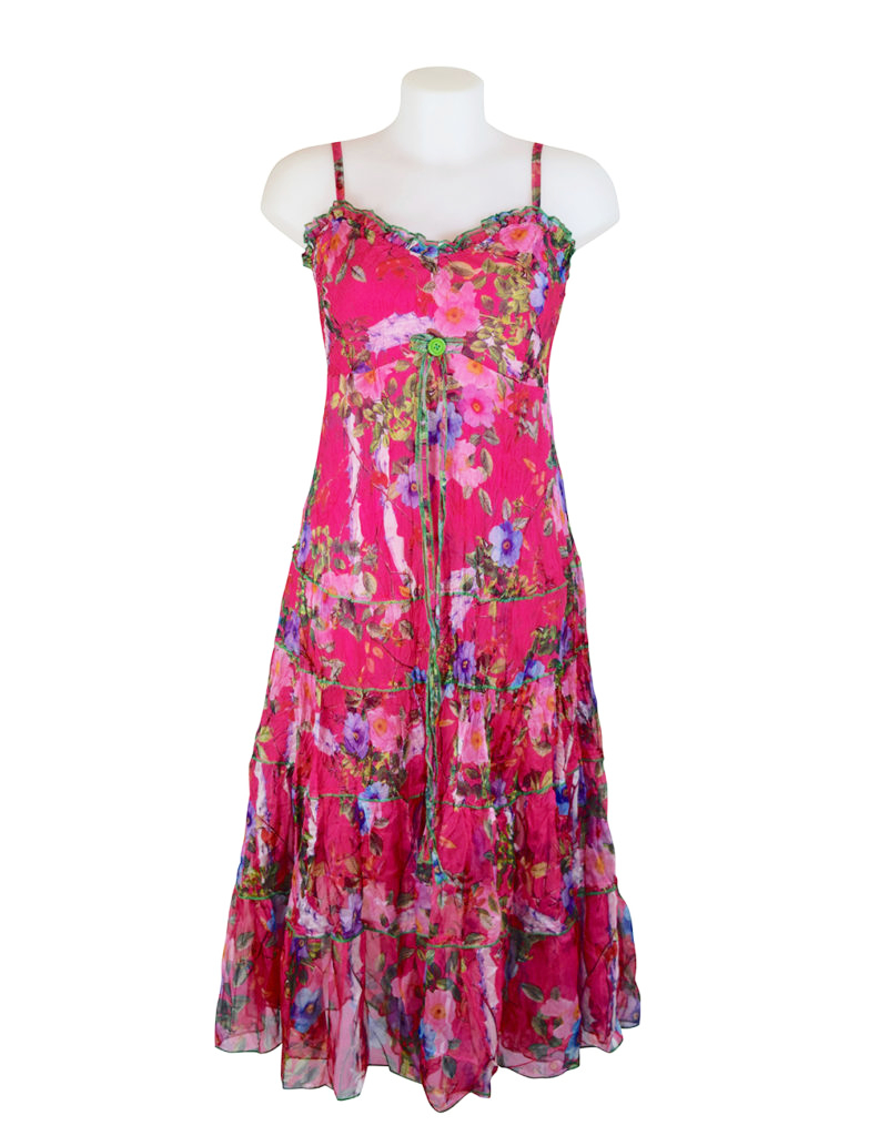 Sensations Pour Elle Cerise Pink Floral Maxi Dress One Size - Fashion ...