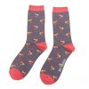 Mr Heron Rooster Socks Charcoal MH135
