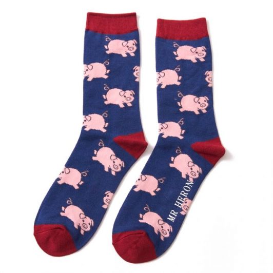 Mr Heron Pig Socks Navy 155