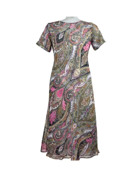 Paramour Reversible 2 in 1 Short Sleeve Dress Abstract & Paisley Pattern