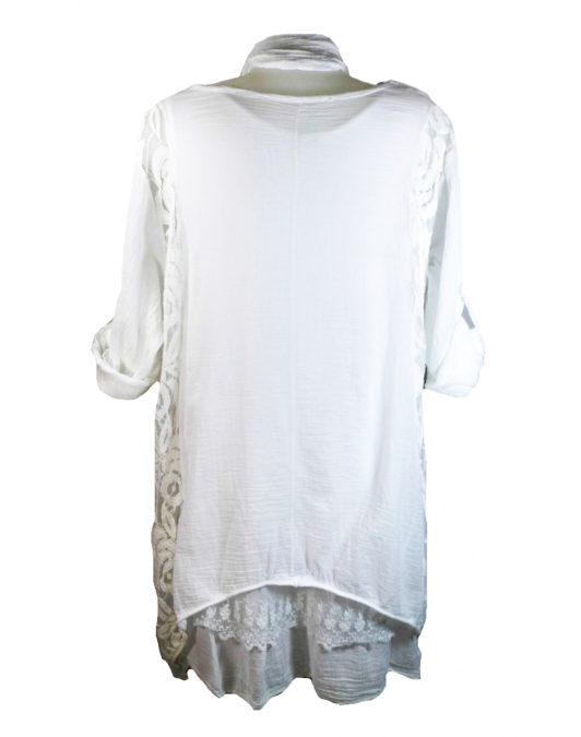 Womens White Italian Style Plus Size Tunic Top