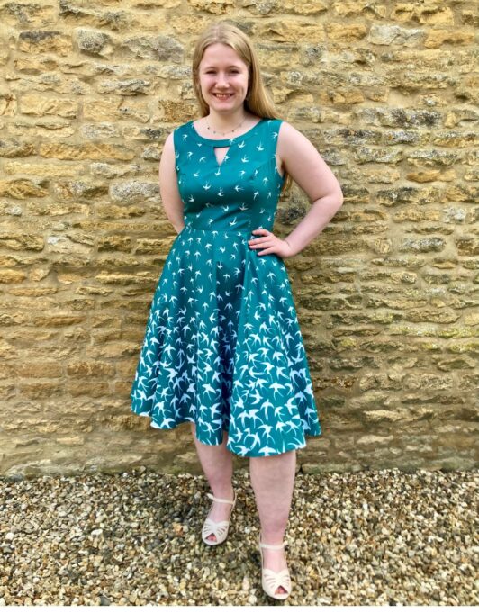 Cherry Pop - Megan Green & White Swallow Dress