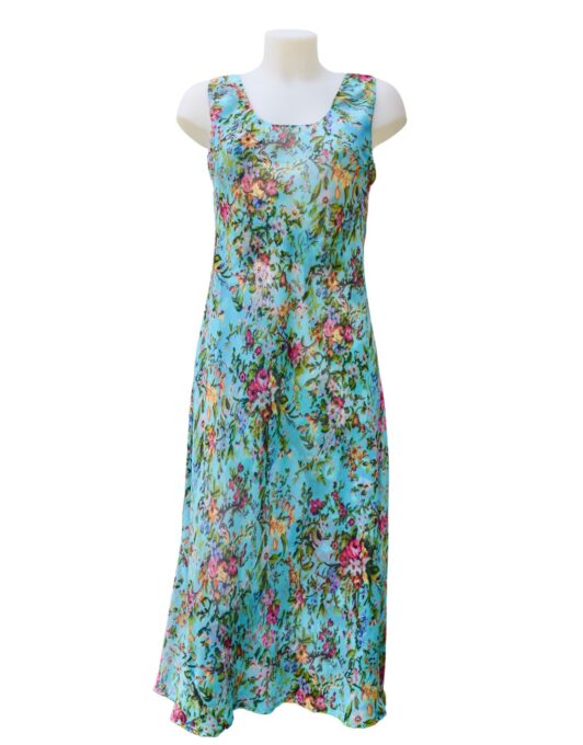 Sarita Reversible 2 In 1 Sleeveless Dress L1 Turquoise & Blue Mix