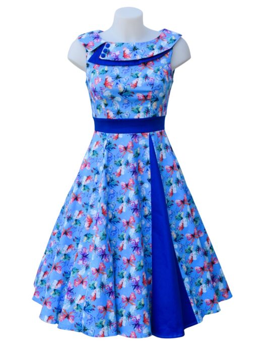 Cherry Pop Annie Butterfly Blue Swing Dress