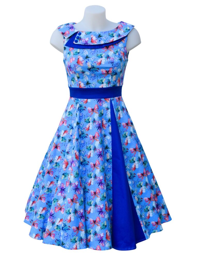 Cherry Pop Annie Butterfly Blue Swing Dress