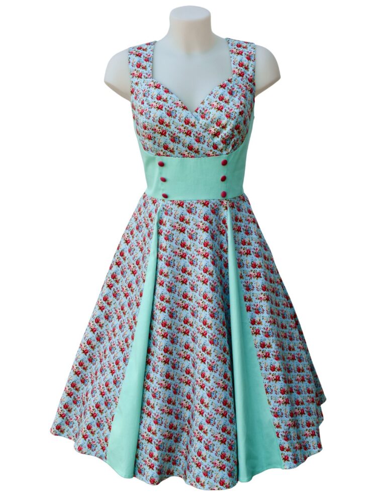 Cherry Pop Honor Floral Mint Swing Dress
