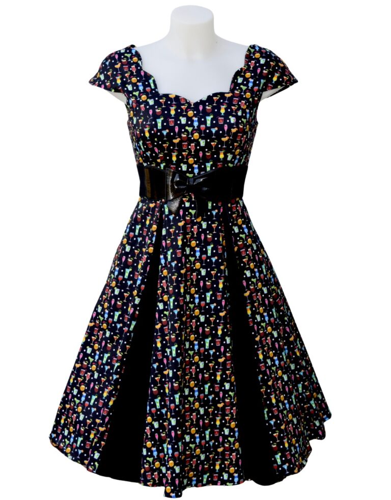 Cherry Pop Poppy Drinks Swing Dress